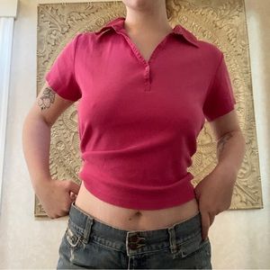 hot pink y2k polo tee shirt
